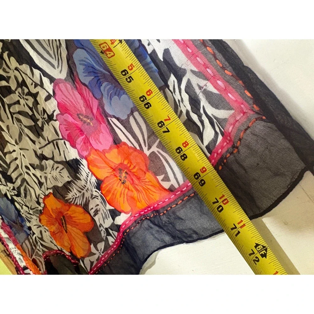 Tommy Bahama Tropical Hibiscus Scarf Oversized‎ Wrap Tassel Trim Multi Color OS